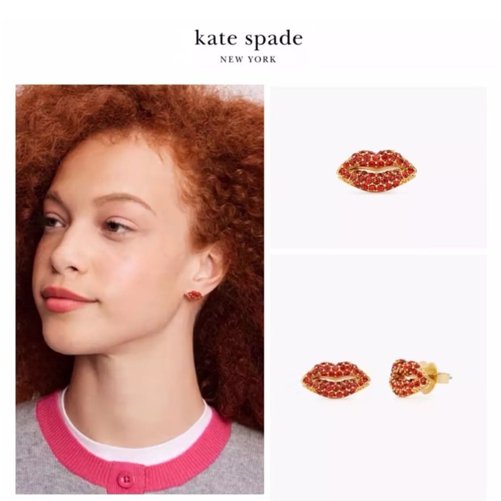 Kate Spade Kiss Kiss Lips stud earrings NWT‎